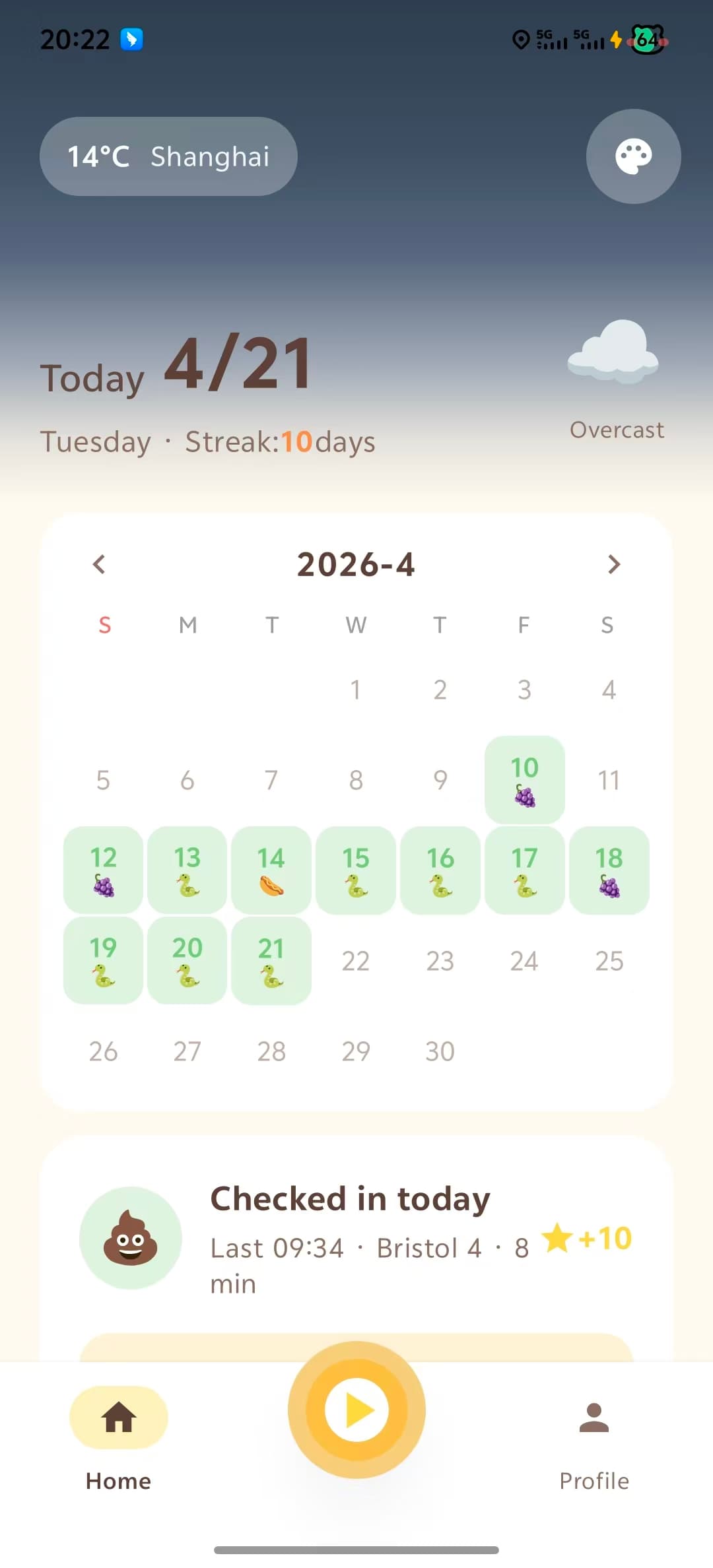 Lashime Diary: home overview and streak motivation
